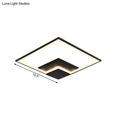 Torch Square Ceiling Lamp Simplicity - Black/White Led Acrylic Flush Mount Light