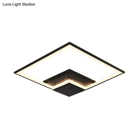 Torch Square Ceiling Lamp Simplicity - Black/White Led Acrylic Flush Mount Light