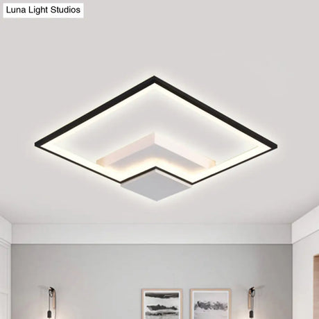 Torch Square Ceiling Lamp Simplicity - Black/White Led Acrylic Flush Mount Light
