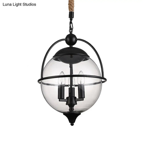Traditional 3-Light Black Glass Chandelier - Stylish Pendant Lighting For Living Room