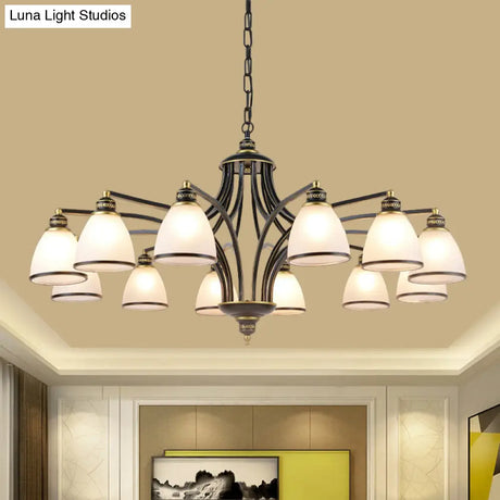 Traditional Bell Shade Frosted Glass Ceiling Chandelier Light - Ideal For Living Room Décor