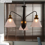 Traditional Black And Gold 3/5/6-Light Conical Chandelier Pendant With Clear Glass Shade
