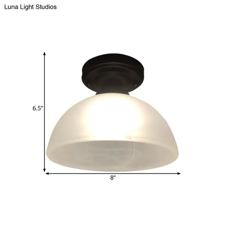 Traditional Black Ceiling Flush Mount With Frosted Glass Head