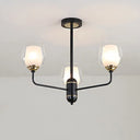 Traditional Black Cup Shape Chandelier With Clear Glass: 3/6/8 Lights Pendant Light Fixture For