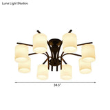 Traditional Black Semi Flush Mount Ceiling Light With Frosted Cylinder Glass Shades - Ideal For