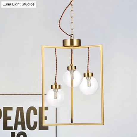 Traditional Brass Chandelier Light Fixture - Clear Glass & Metal Pendant Lamp
