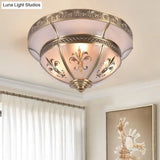 Traditional Brass Dome Flush Mount Light Fixture - 15’/18’ Width And 3/4 Lights For Living Room