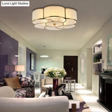 Traditional Brass Floral Flush Mount Lamp For Bedroom With Frosted Glass