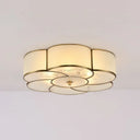 Traditional Brass Floral Flush Mount Lamp For Bedroom With Frosted Glass 3 /