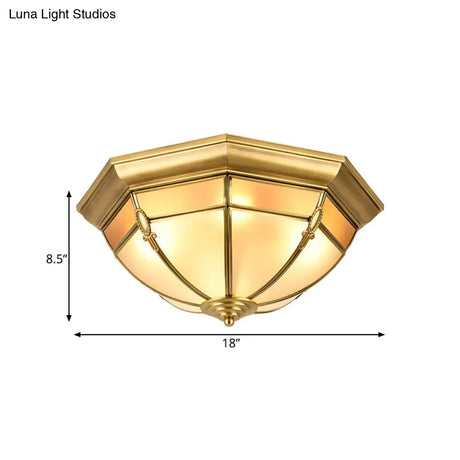 Traditional Brass Metal Dome Flush Mount Lamp - 3/4/6 Lights Ceiling Lighting For Living Room