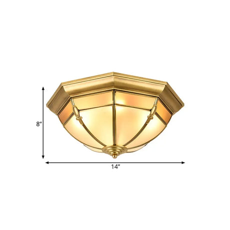 Traditional Brass Metal Dome Flush Mount Lamp - 3/4/6 Lights Ceiling Lighting For Living Room