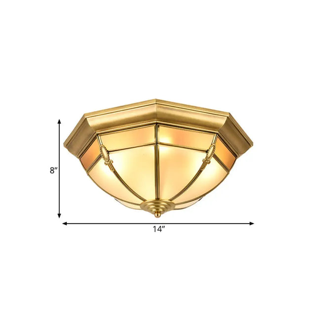 Traditional Brass Metal Dome Flush Mount Lamp - 3/4/6 Lights Ceiling Lighting For Living Room
