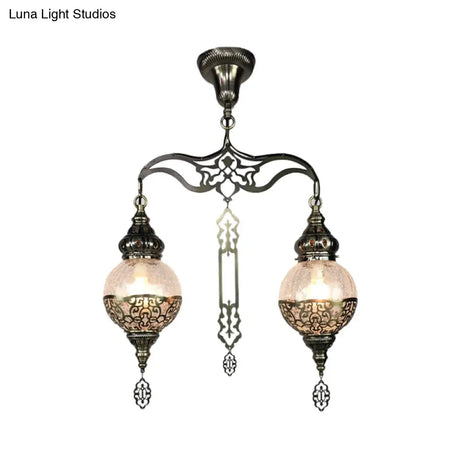 Traditional Clear Glass Ceiling Lamp: Globe/Gourd Design 2 Heads Living Room Lighting