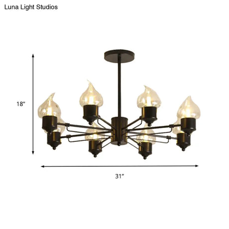 Traditional Clear Glass Chandelier With 3/6/8 Lights - Black Pendant Lighting For Living Room