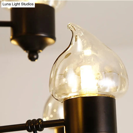 Traditional Clear Glass Chandelier With 3/6/8 Lights - Black Pendant Lighting For Living Room