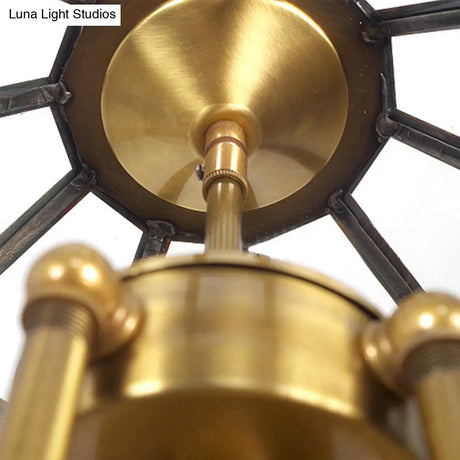 Traditional Clear Glass Cone Pendant Chandelier - 6 Bulbs Brass Ceiling Light