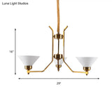 Traditional Cone Chandelier: White Glass Pendant Lighting With 3/6 Gold Lights For Living Room