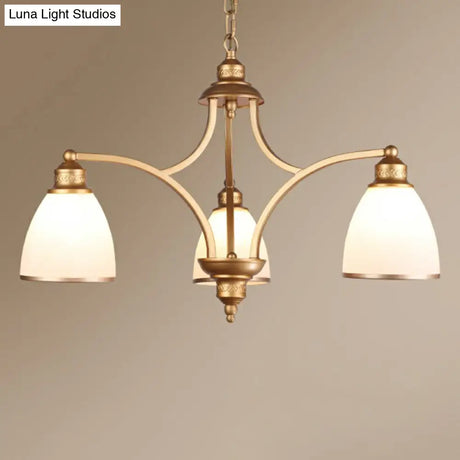 Traditional Dining Room Chandelier - Suspension Pendant Light With White Bell Glass Shade