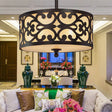 Traditional Drum Metal Ceiling Light In Rust - 4-Light Semi Flush Mount For Living Room Multiple