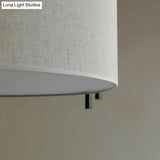 Traditional Flaxen Fabric Drum Ceiling Mount Light For Living Room