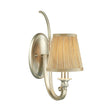 Traditional Flaxen Fabric Sconce: 1-Light Curved Arm Wall Lighting For Bedroom