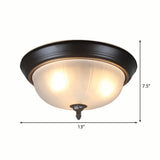 Traditional Frosted Glass Bowl Flushmount Light With 3 Black Ceiling Lighting Options - 13/15/19