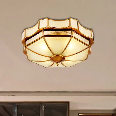 Traditional Frosted Glass Ceiling Flush Mount - Brass Finish 14’/18’/19.5’ W / 14’