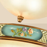 Traditional Frosted Glass Ceiling Light In Bronze - 3 Lights Flushmount Wide (15/19) For Corridor