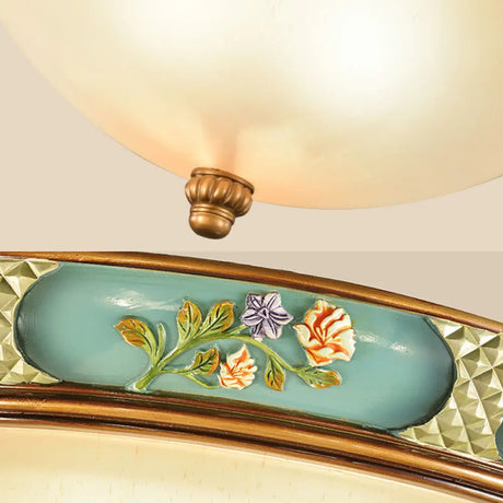 Traditional Frosted Glass Ceiling Light In Bronze - 3 Lights Flushmount Wide (15/19) For Corridor
