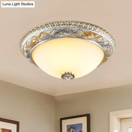 Traditional Frosted Glass Dome Ceiling Light Fixture - 14’/16’/19.5’ Gold/Silver Finish Flush