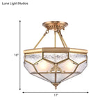 Traditional Frosted Glass Semi Flush Mount For Corridor - Gold Wide 14’/16’/18’ 3/4/6 Lights
