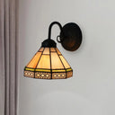 Traditional Geometric Stained Glass Wall Sconce - 1 Light For Dining Room Lighting Beige