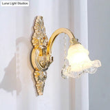 Traditional Glass Chandelier With Gold Floral Shade Ceiling Lighting And Crystal Draping For Living