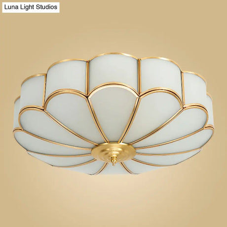 Traditional Glass Petal Brass Semi-Flush Ceiling Light Fixture