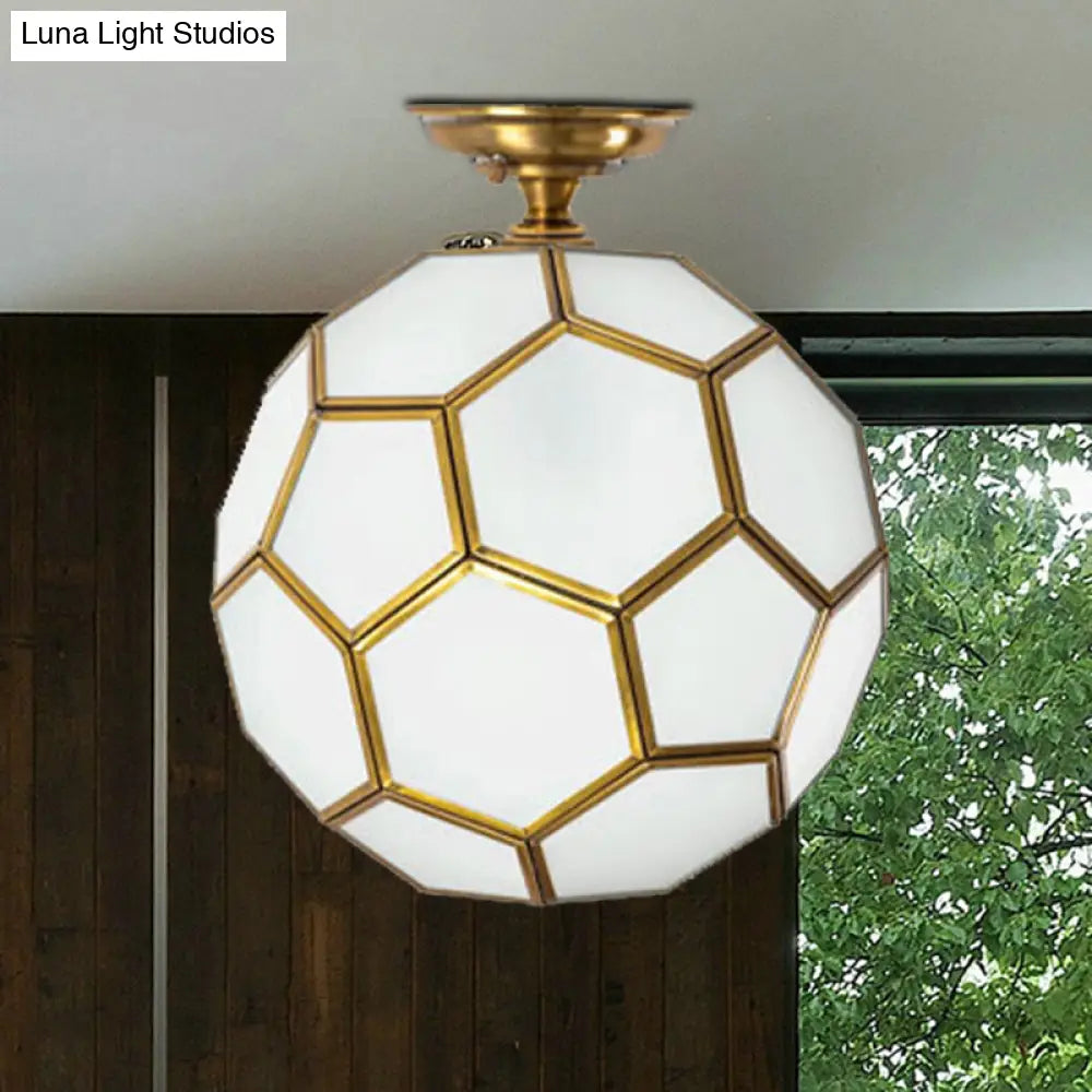Traditional Glass Semi Flush Ceiling Lamp In Brass - Clear/Cream/Textured White 8 - 16’ Wide