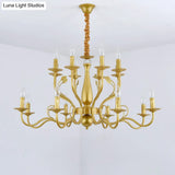 Traditional Gold Chandelier With Swooping Arms - 6/12/16 Lights Pendant Lamp