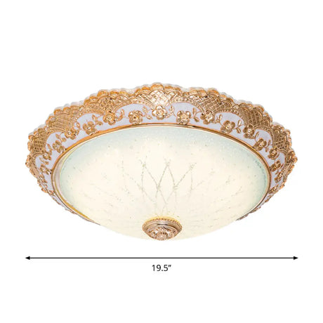 Traditional Gold Opaline Glass Ceiling Light - Led Flush Mount Fixture (14/16/19.5 W)