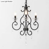 Traditional Hand-Cut Crystal Dining Room Chandelier - Swirling Arm Black Finish 3/6 Heads Ceiling
