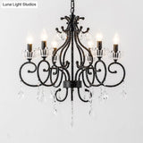 Traditional Hand-Cut Crystal Dining Room Chandelier - Swirling Arm Black Finish 3/6 Heads Ceiling