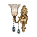 Traditional K9 Crystal Brass Wall Sconce Light With Clear Glass Shade 1 /
