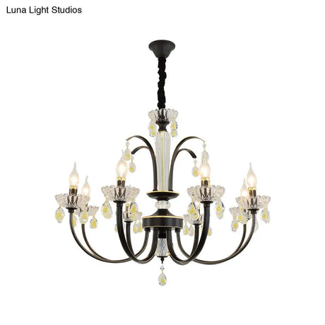 Traditional Metal Black Candle Ceiling Light - 6/8/10 Lights Living Room Fixture