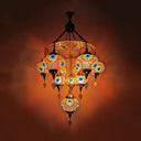 Traditional Oval Chandelier Lamp - Hand Cut Glass White/Yellow/Orange 10 Lights Ideal For Dining