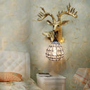 Traditional Resin Elk Wall Sconce - Bedroom Lighting Fixture (1 Light) In Black/Gold Left/Right Gold