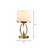 Traditional Round Fabric Table Light In Brass - Single Living Room Nightstand Lighting White / 10