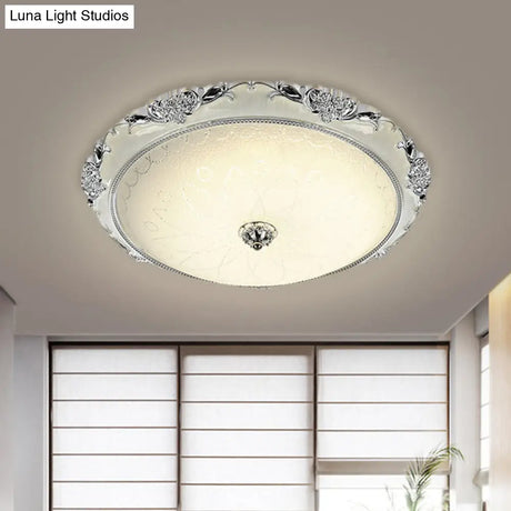 Traditional Round Glass Led Flush Light In Silver/Gold - 12’/16’/19.5’ Width