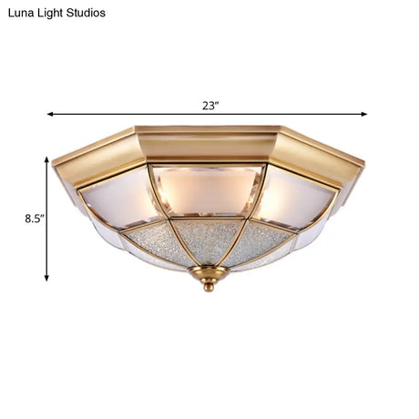 Traditional Water Glass Brass Cone Flush Mount Ceiling Light Fixture - 6/8/10 Bulbs Hallway Décor
