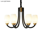 Traditional White Frosted Glass Hanging Chandelier For Living Room