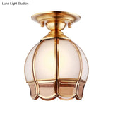 Traditional White Glass Brass Semi Flush Mount Chandelier 5’/6’ Wide Cone/Globe Ceiling 1 Bulb