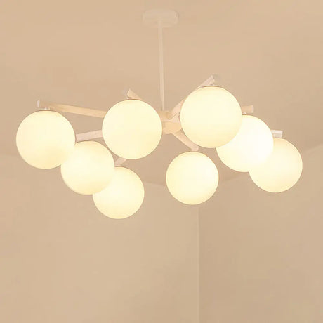 Traditional White Glass Globe Chandelier - 3/6/8 Light Pendant Fixture For Dining Room 8 /