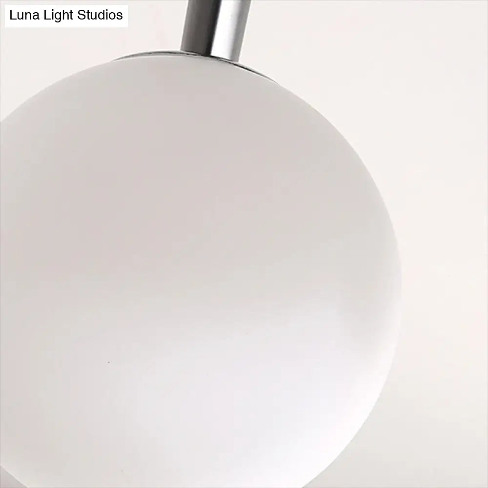 Traditional White Glass Globe Chandelier - 3/6/8 Light Pendant Fixture For Dining Room
